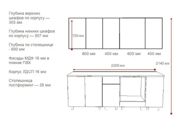 Кухонный гарнитур Аликанте-19/20 (2200 мм)