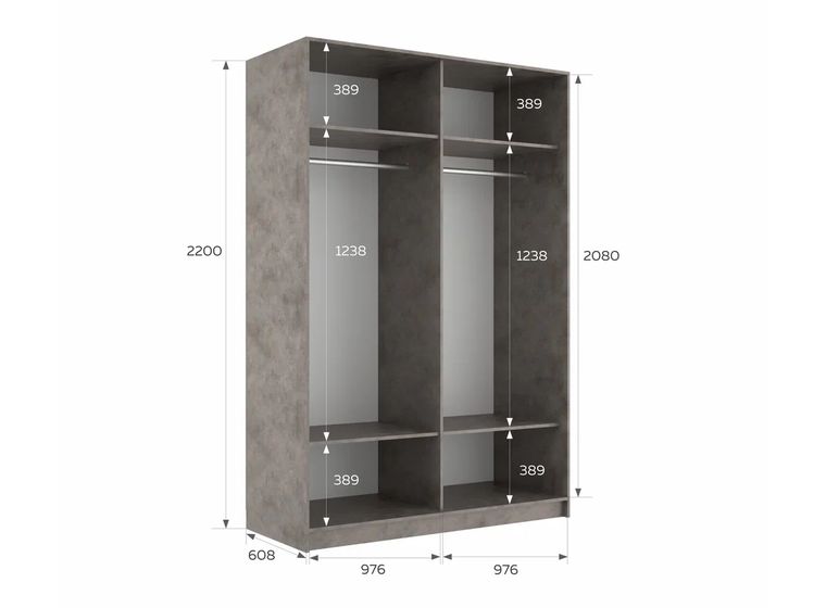 Эста 2-х дверный Крафт Табачный или Бетон (стекло белое)
